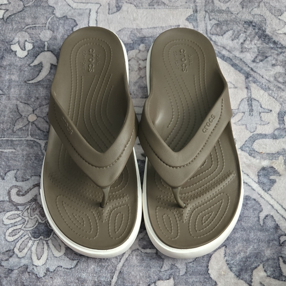 CROCS Olive Green Flip Flops